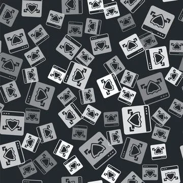 Grey Browser with shield icon isolated seamless pattern on black background Illustrazione stock