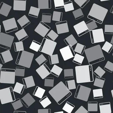 Grey Browser window icon isolated seamless pattern on black background. Vector 库存插图