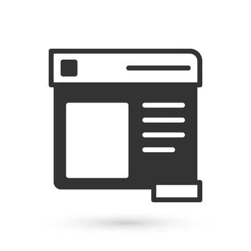 Grey Browser window icon isolated on white background. Vector Stock Illustration
