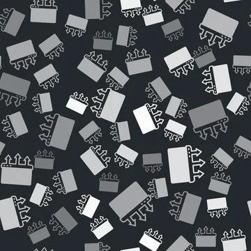 Grey Browser window icon isolated seamless pattern on black background.  Vect 스톡 일러스트
