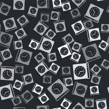 Grey Browser window icon isolated seamless pattern on black background.  Vect Illustrazione stock