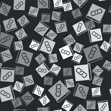 Grey Browser window icon isolated seamless pattern on black background.  Vect 스톡 일러스트
