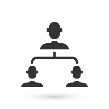 Grey Business hierarchy organogram chart infographics icon isolated on white Stock Illustration