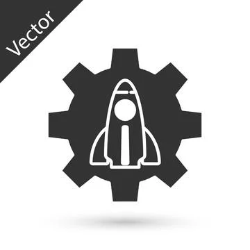 Grey Business startup project concept icon isolated on white background. Symbol Stock Illustration