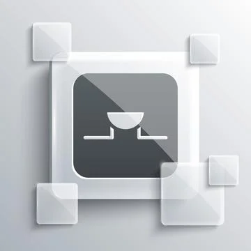 Grey Buzzer in electronic circuit icon isolated on grey background. Square gl Stock Illustration