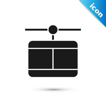 Grey Cable car icon isolated on white background. Funicular sign. Vector Illustrazione stock