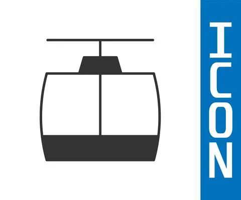 Grey Cable car icon isolated on white background. Funicular sign. Vector Stock Illustration