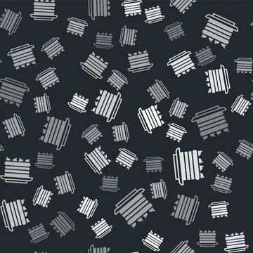 Grey Cake icon isolated seamless pattern on black background. Happy Birthday Stock Illustration
