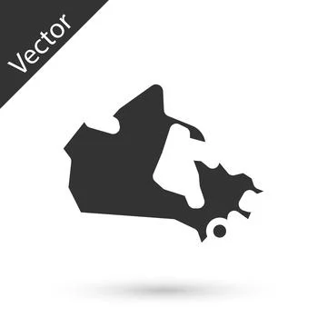 Grey Canada map icon isolated on white background. Vector Stock Illustration
