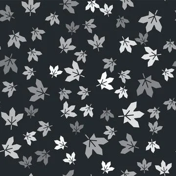 Grey Canadian maple leaf icon isolated seamless pattern on black background 库存插图