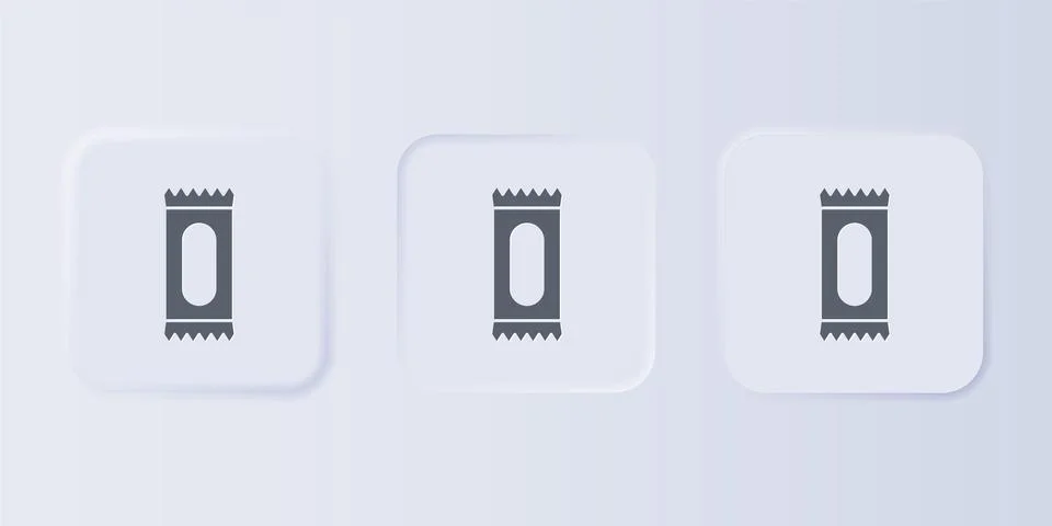 Grey Candy icon isolated on grey background. Set icons in square buttons. V.. Stock Illustration