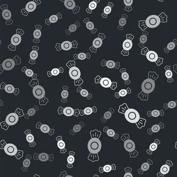 Grey Candy icon isolated seamless pattern on black background.  Vector Stock Illustration
