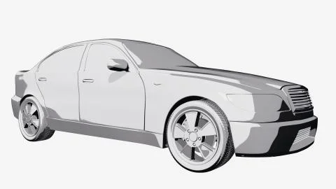 Grey car comic book 3D illustration Stock Illustration