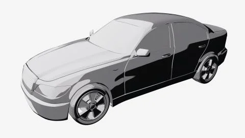 Grey car comic book 3D illustration Stock Illustration
