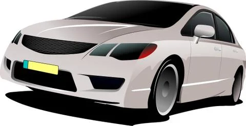 Grey car hatchback on the road. Vector illustration Stock Illustration