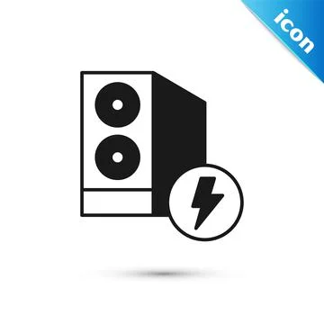 Grey Case of computer icon isolated on white background. Computer server Stock Illustration