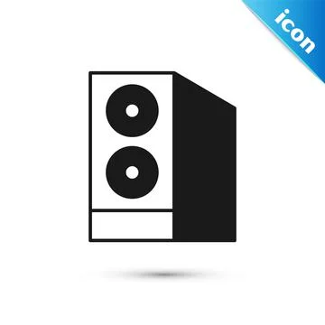 Grey Case of computer icon isolated on white background. Computer server Illustrazione stock