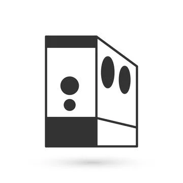 Grey Case of computer icon isolated on white background. Computer server Stock Illustration