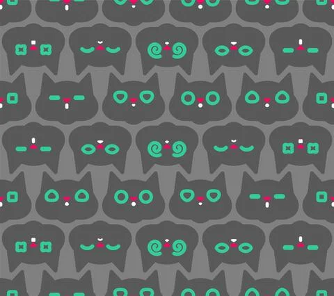 Grey cat pattern seamless. Pet background. Baby fabric ornament Illustrazione stock