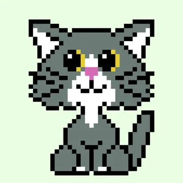 Grey cat. Pixel cat Vector. Illustrazione stock
