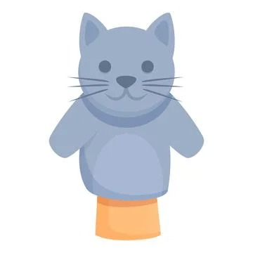Grey cat puppet icon cartoon vector. Show stage 스톡 일러스트