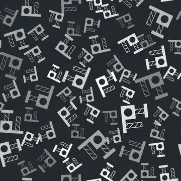 Grey Cat scratching post with toy icon isolated seamless pattern on black 스톡 일러스트