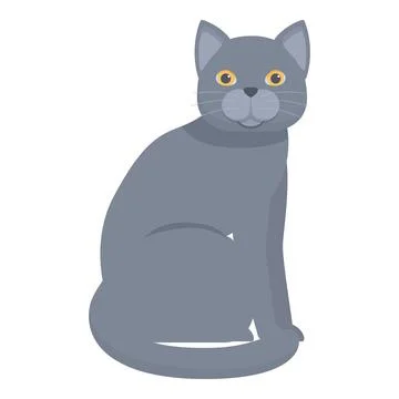 Grey cat sitting and looking forward illustration Stock Illustration