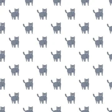 Grey cats seamless pattern repeating cartoon background Illustrazione stock