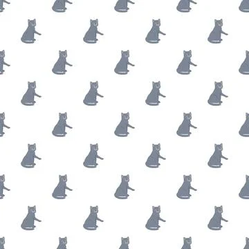 Grey cats seamless pattern tiling repeatable background Illustrazione stock