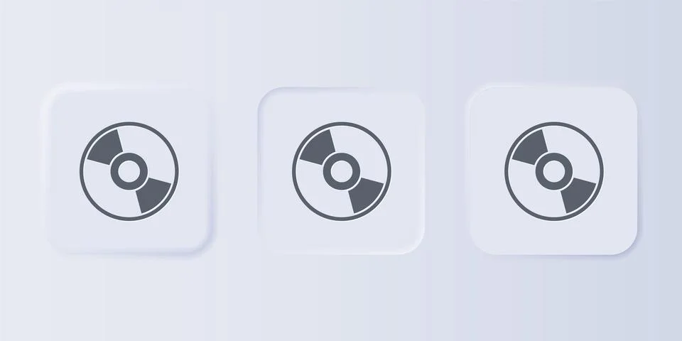 Grey CD or DVD disk icon isolated on grey background. Compact disc sign. Se.. Stock Illustration