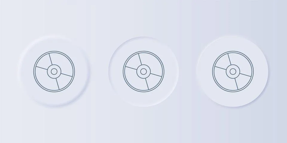 Grey CD or DVD disk icon isolated on grey background. Compact disc sign. Se.. Illustrazione stock