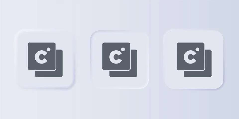 Grey Celsius icon isolated on grey background. Set icons in square buttons... Stock Illustration