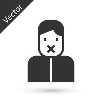 Grey Censor and freedom of speech concept icon isolated on white background.. Ilustración de archivo