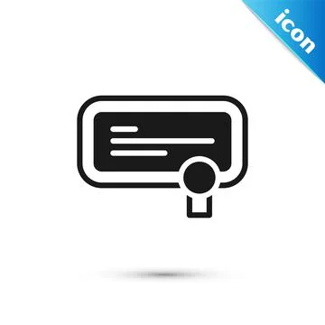 Grey Certificate template icon isolated on white background. Achievement, awa Stock Illustration