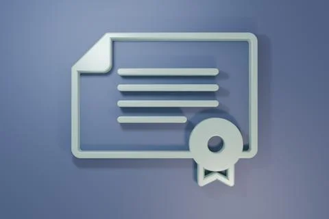 Grey Certificate template icon isolated on purple-blue background. Achievem.. Stock Illustration