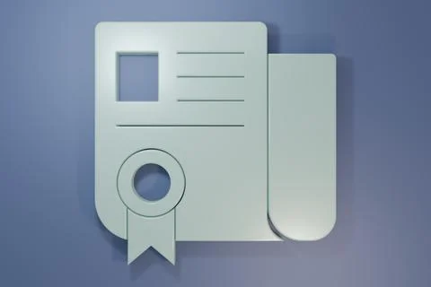 Grey Certificate template icon isolated on purple-blue background. Achievem.. Stock Photos