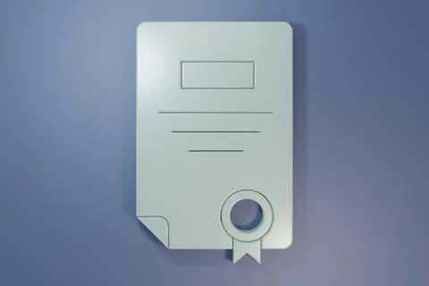 Grey Certificate template icon isolated on purple-blue background. Achievem.. Stock Photos