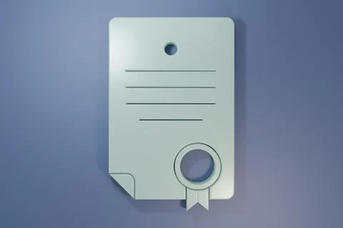 Grey Certificate template icon isolated on purple-blue background. Achievem.. Stock Photos