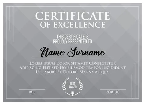 Grey Certificate Template Ilustração Stock
