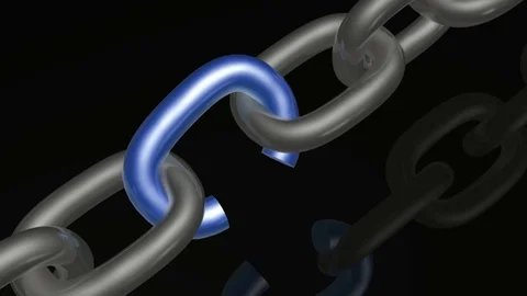Grey chain with blue link Stock Footage 104679528