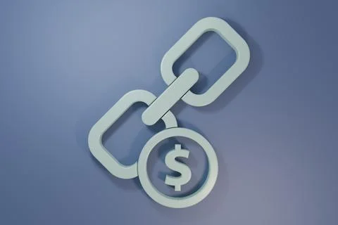 Grey Chain link and coin icon isolated on purple-blue background. Link sing.. Stock Photos