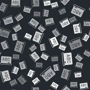 Grey Chalkboard icon isolated seamless pattern on black background. School .. Stock Illustration