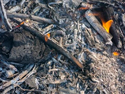 Grey charcoal pattern in fire Stock Photos