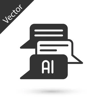 Grey Chat bot icon isolated on white background. Chatbot icon. Vector Illustrazione stock