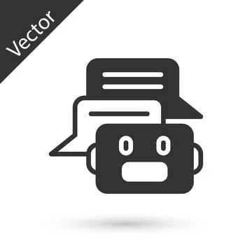 Grey Chat bot icon isolated on white background. Chatbot icon. Vector Illustrazione stock