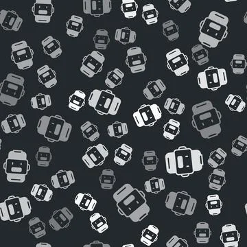 Grey Chat bot icon isolated seamless pattern on black background. Chatbot icon Stock Illustration