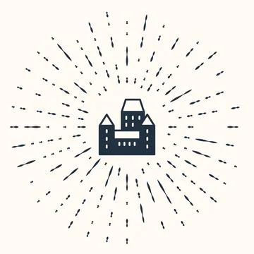 Grey Chateau Frontenac hotel in Quebec City, Canada icon isolated on beige Ilustración de archivo