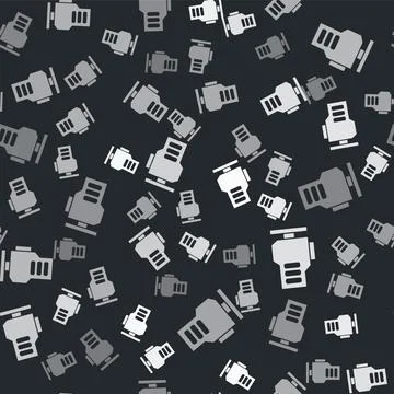 Grey Check engine icon isolated seamless pattern on black background. Vector 스톡 일러스트