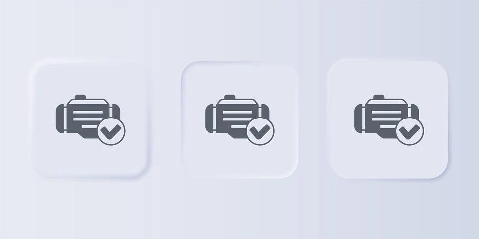 Grey Check engine icon isolated on grey background. Set icons in square but.. Stock Illustration