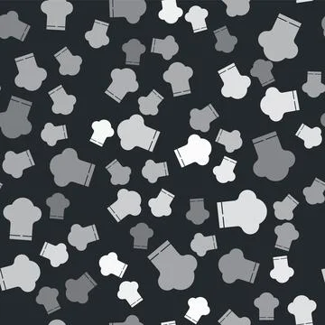 Grey Chef hat icon isolated seamless pattern on black background. Cooking symbol 스톡 일러스트